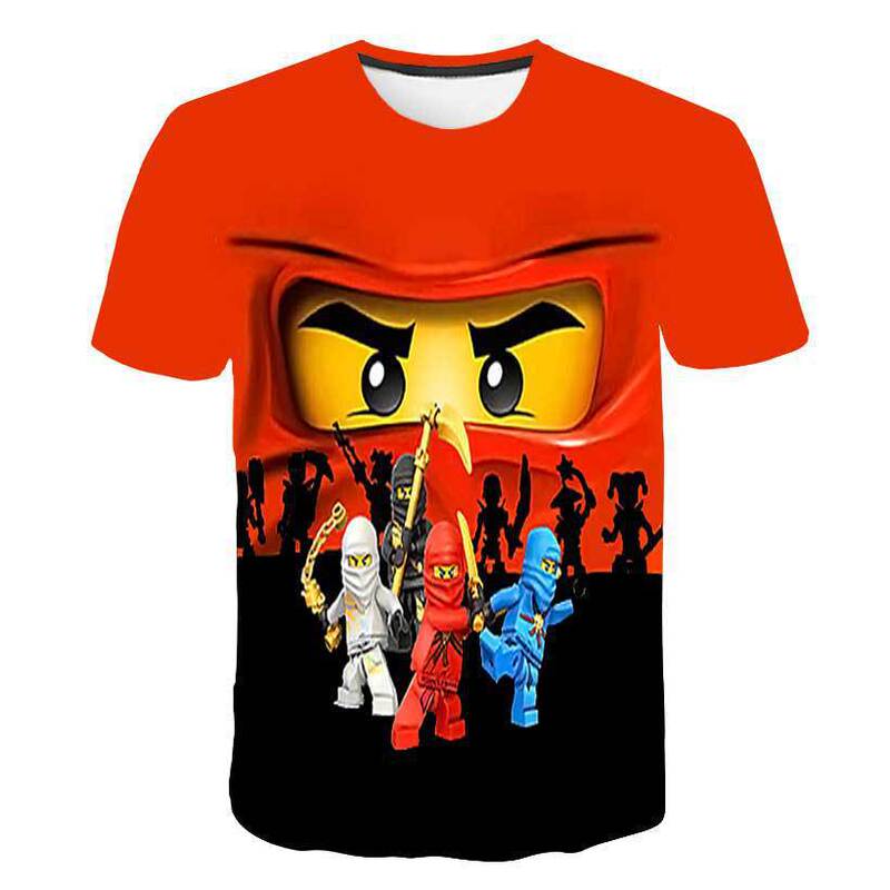 Cross-border Amazon trendy summer short-sleeved 3D digital printing Lego big movie T-shirt children's T-shirt