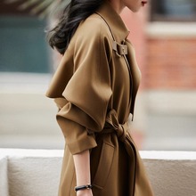 风衣女款2025新款春秋卡其色风衣女中长款双排扣英伦风大衣外套潮