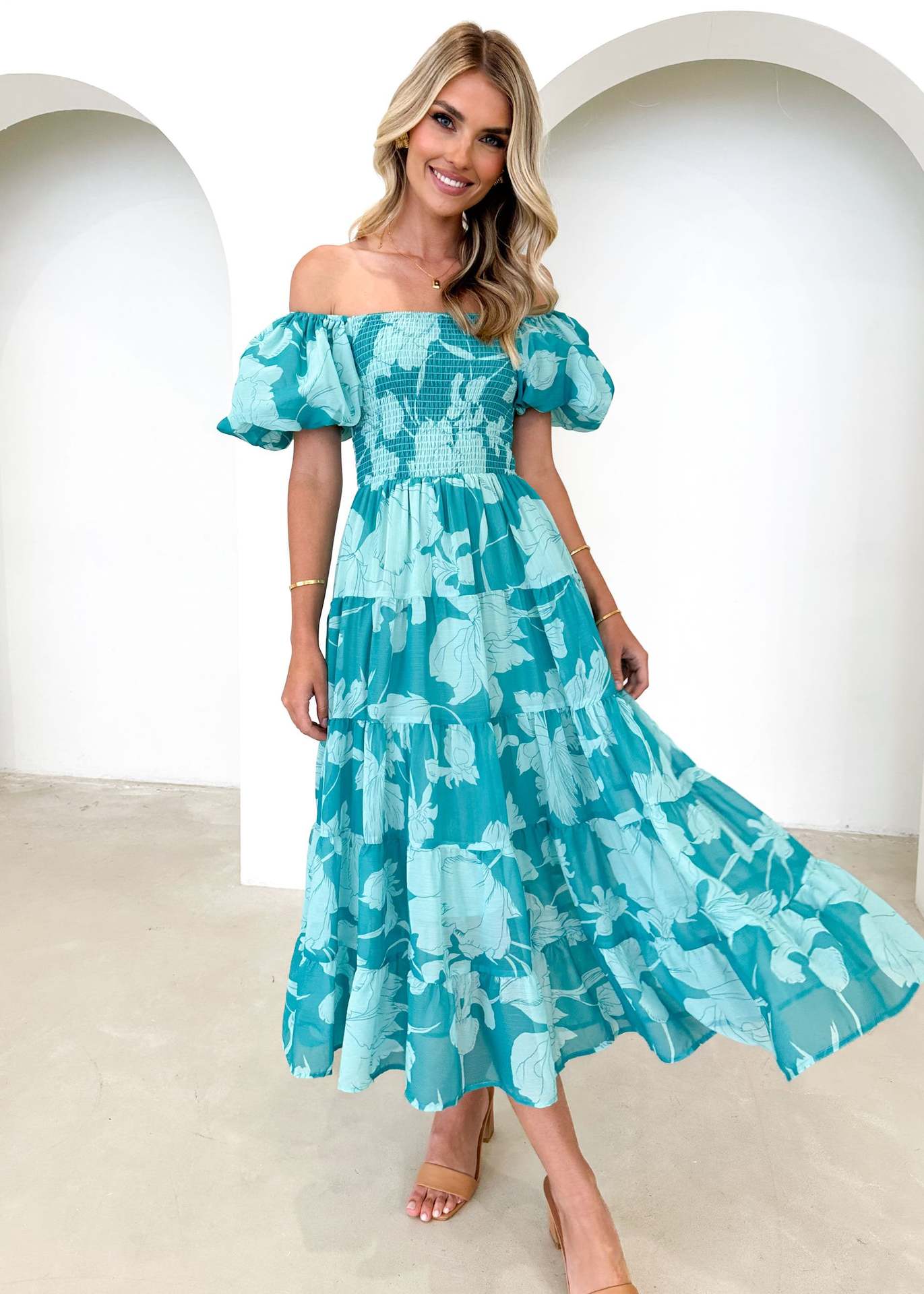 308g Weight Maxi Long Dress Dress Length Type Short Sleeve Sleeve Length S1562 Dresses Type Puff Sleeve Sleeve Type Polyester Fabric Type High Waist Waist Line Holiday, Daily Occasion Boat Neck Neckline Slim Fit Type Solid Color Pattern Summer Season Women's Gender Elegant Style Wholesale Women's Elegant Solid Color Holiday Daily Boat Neck Short Sleeve S1562 7