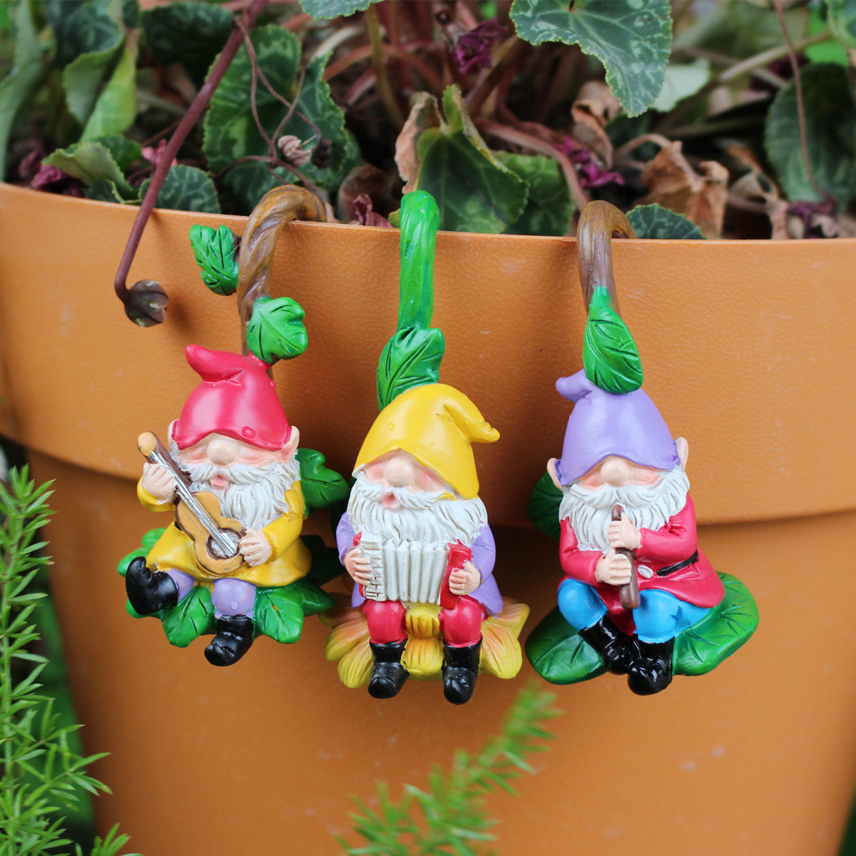  new set of three dwarf music pendant flower pot pendant garden courtyard balcony wall hanging decorations now