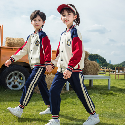 Elementary school uniform set for spring and autumn sports day, class uniform three-piece set for first grade kindergarten, trendy and cool autumn parka outfit