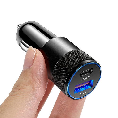 Manufacturer wholesale dual-port USB car charger metal small cannon charging head car fast charger dual-port