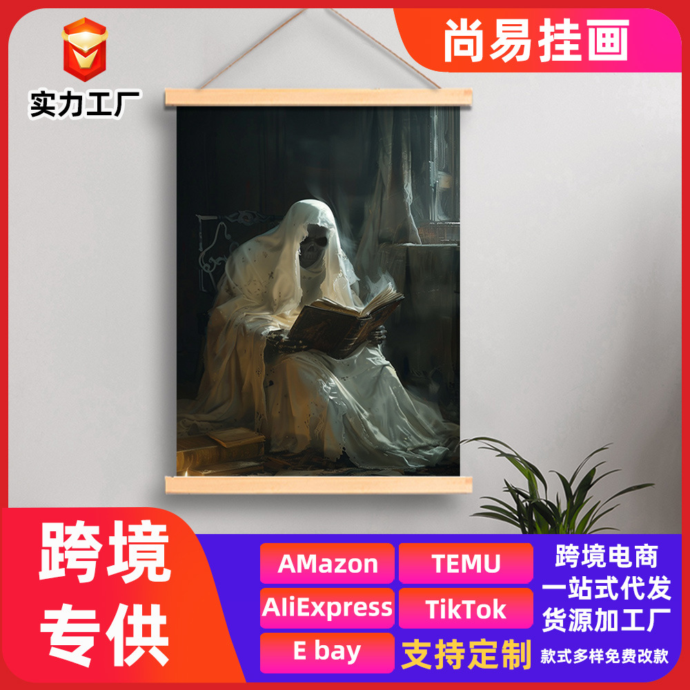 Shangyi Home Decoration Hanging Painting Halloween Monk Pattern Scroll Painting Bedroom Hanging Painting Manufacturer Wholesale Customized Delivery