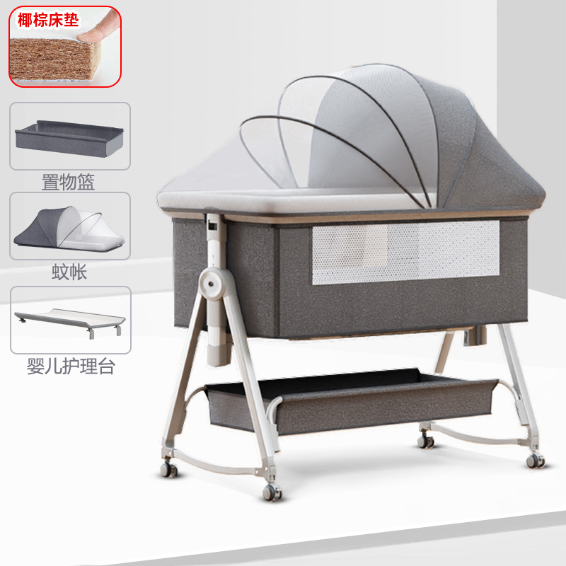 Cuna móvil Cuna portátil Cuna para bebé Cama plegable multifuncional bb Cama grande de costura para niños recién nacidos