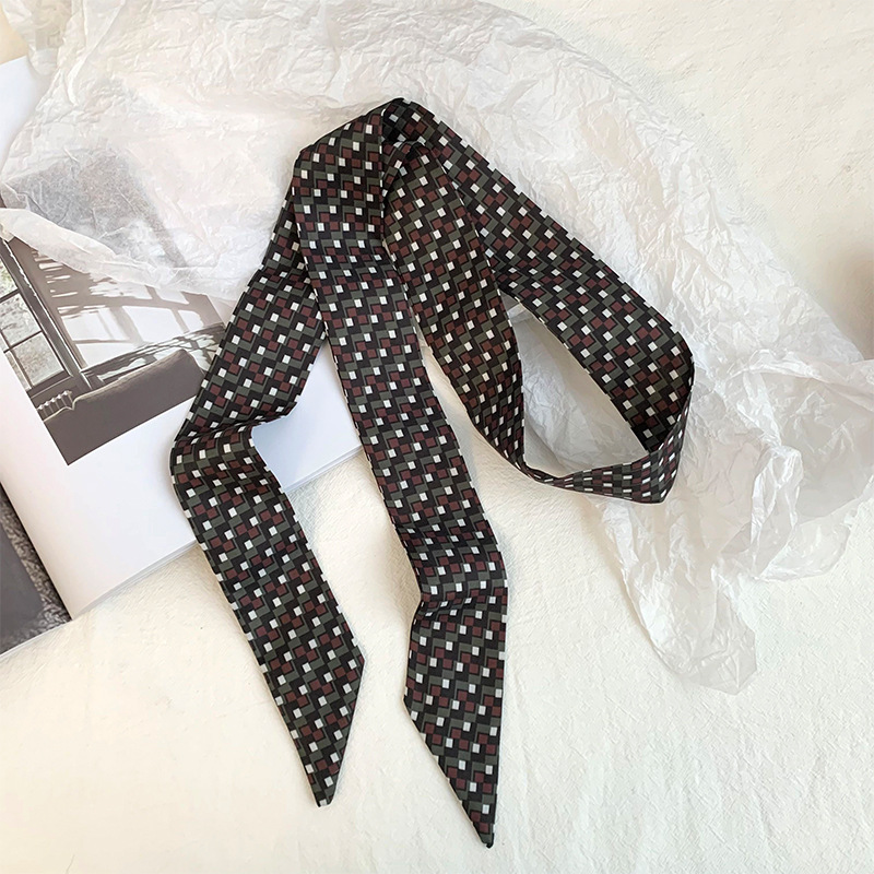 Bufanda de seda de lunares, banda larga, sensación de alta gama, nuevo estilo multiusos, todo-fósforo, bufanda pequeña, pañuelo para el cabello, cinturón de cinta para el cabello