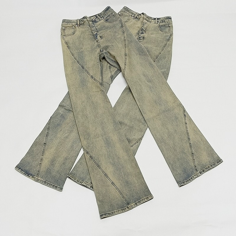 Ro Style Earth-Tone Washed Vintage High-Stretch Wide-Leg Flared Jeans Opium Spiral Jeans