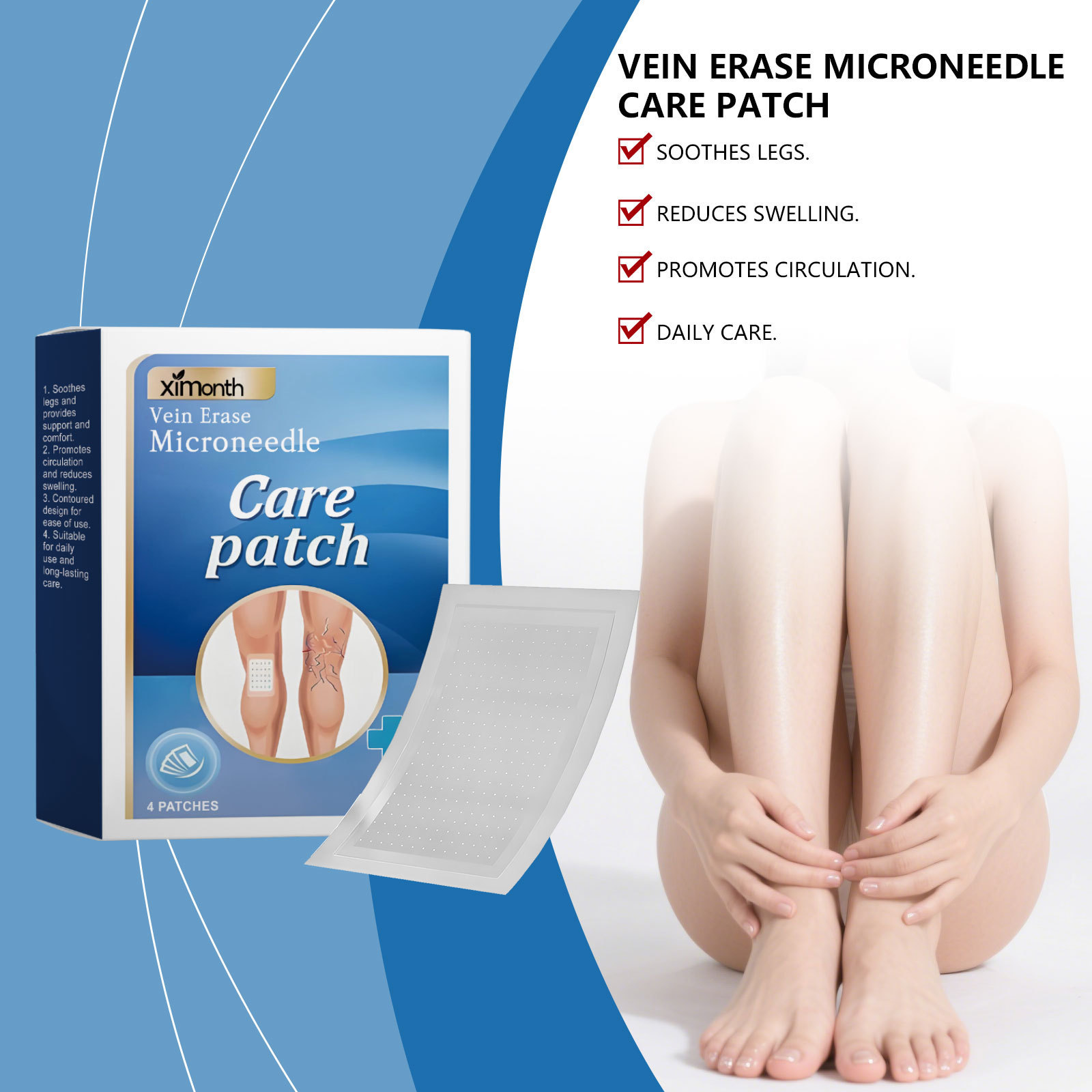 Ximonth Leg Care Patch Daily Care for Leg Skin Discomfort Moisturizing and Plaid Leg Care Patch