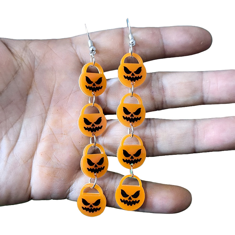 12g Weight 304 Stainless Steel Ear Needle Material Drop Earrings Classification 1 Pair Quantity Holiday, Daily Occasion 1 Pair Halloween Simple Style Classic Style Pumpkin Carving Arylic Drop Earrings