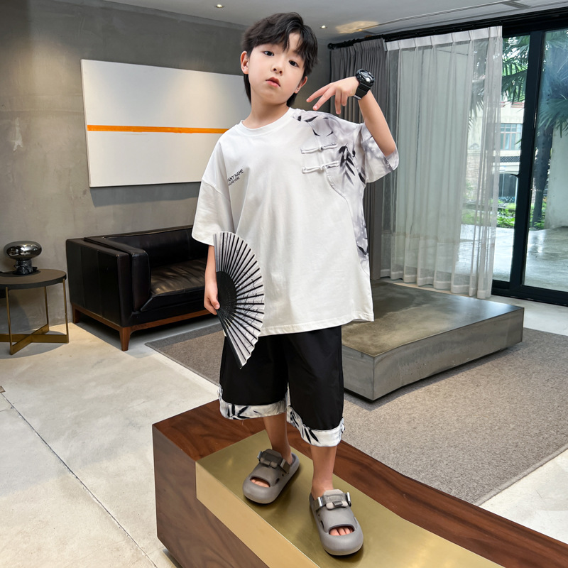 Jungen Sommer Set Kurzarm Freizeit Outfit Im Modernen Stil_voghion.com