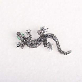 Cross-border new European and American retro corsage animal lizard brooch full diamond alloy men's and women's clothing accessories