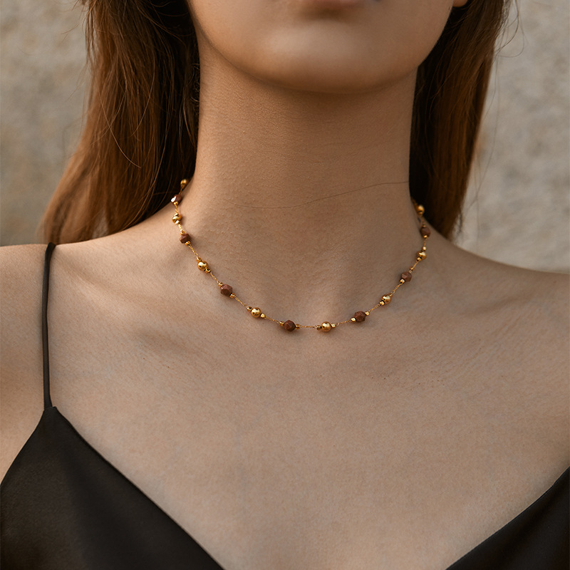 Retro Einfacher Stil Geometrisch Kupfer Perlen Emaille Überzug 18 Karat Vergoldet Halskette display picture 5