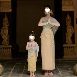 云南傣族服装亲子装女童套装童装夏季民族演出服母女装拍照写真款