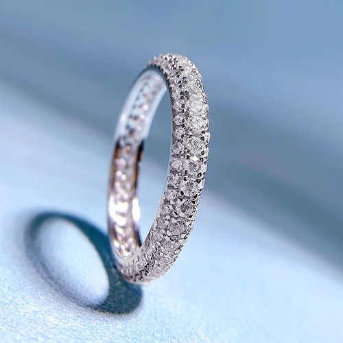 Mujing Jewelry S925 silver fashionable and simple silver zircon full diamond ring silver ring ring cross-border