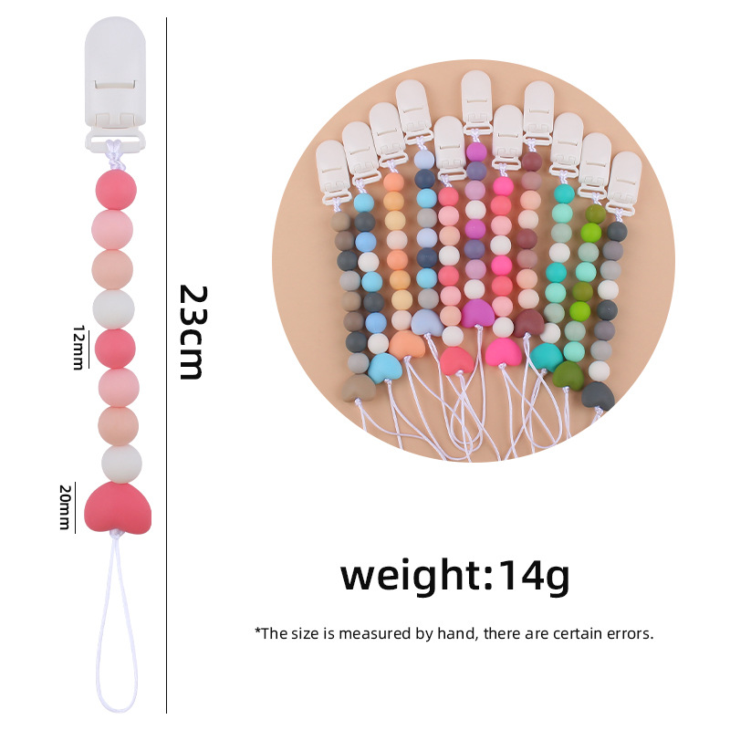 Bebé suministros chupete cadena creativa de dibujos animados amor cuentas de silicona mordedura cadena anti-gota molar Nuevo