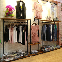 复古铁艺服装架女装服装店展示架上墙货架落地式挂衣架衣帽陈列架