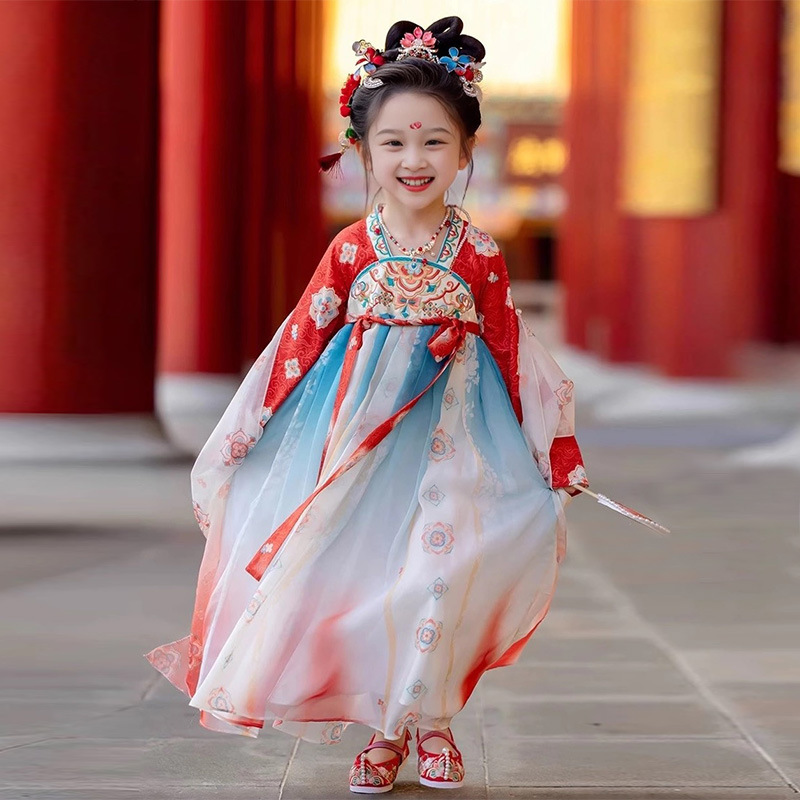 Han Dynasty Girls' Dress New Chinoiserie Kidsren's National Style Tang Suit Ancient Style Princess Dress 2025 Spring & Fall Ethnic Style Cheongsam