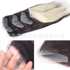 现货2x16厘米透明PU外贸款女士补发V-loop前额发际线13英寸