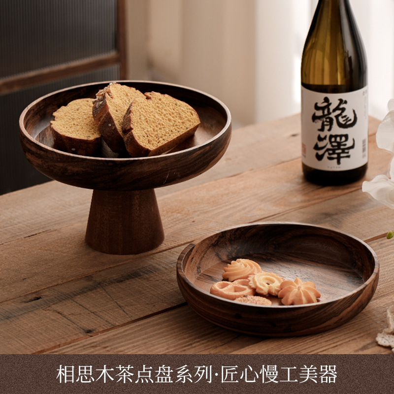Wu Binli plato de frutas de madera de patas altas, tazón de ensalada, tazón de frutas, estante de exhibición de postres, plato de pan, tazón de madera, venta al por mayor transfronteriza