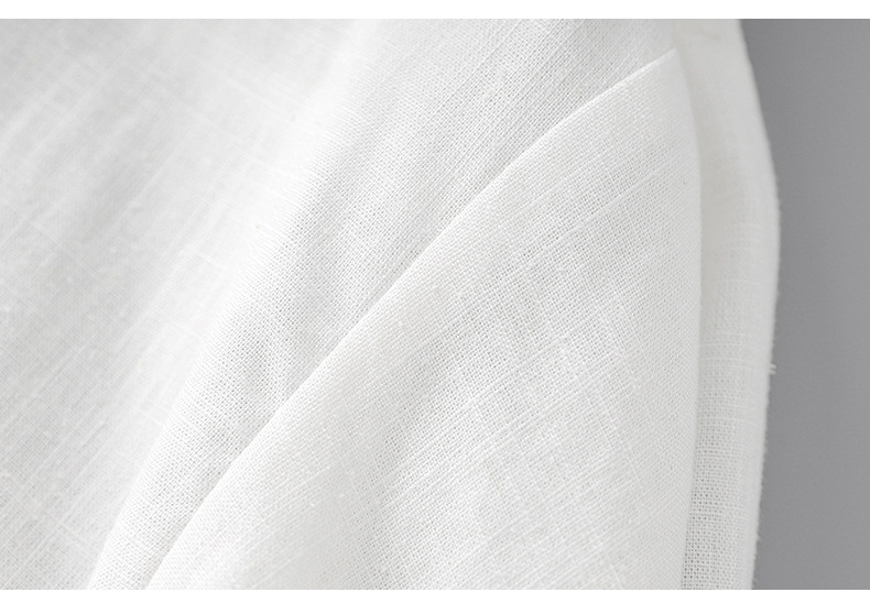 Áo sơ mi nữ linen tay dài cổ bẻ phong cách tiền cũ — Màu trắng chi tiết 17