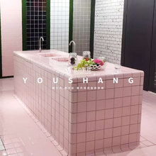 北欧浴室小白砖厨房阳角砖卫生间墙砖餐厅吧台瓷砖阴角粉色美弧砖