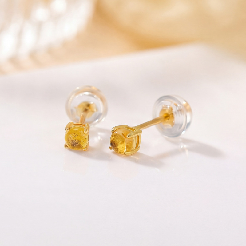 Bông tai bạc S925 mạ vàng đính pha lê trắng và pha lê vàng, kiểu dáng nhỏ nhắn tinh tế — Trắng pha lê