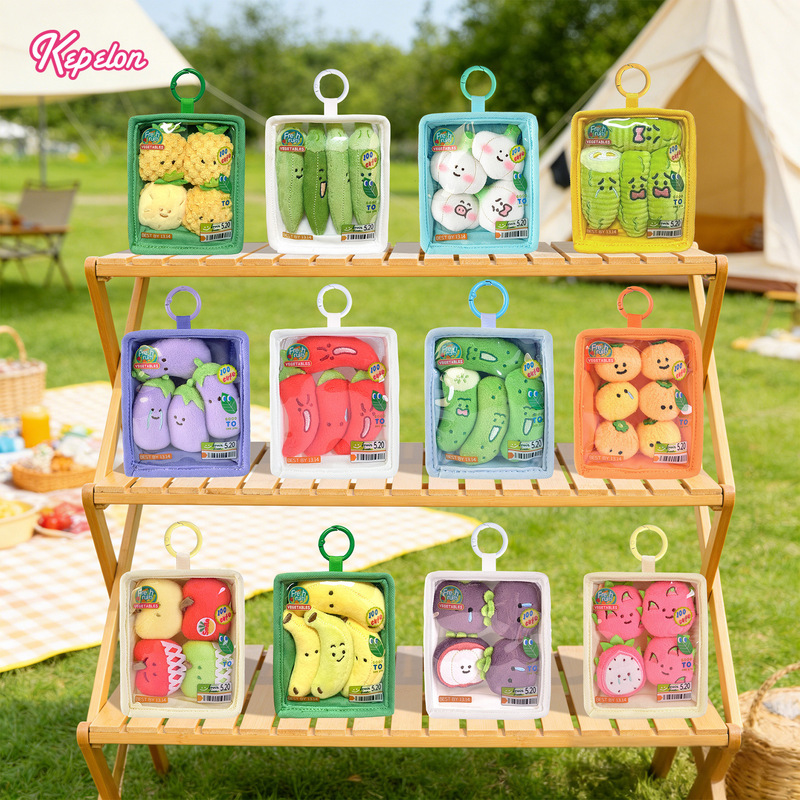 Kapelon Official Vegetable Platter Series 2: Bitter Melon, Banana, Chili Pepper, Orange, Cucumber Plush Doll Card Holder Pendant