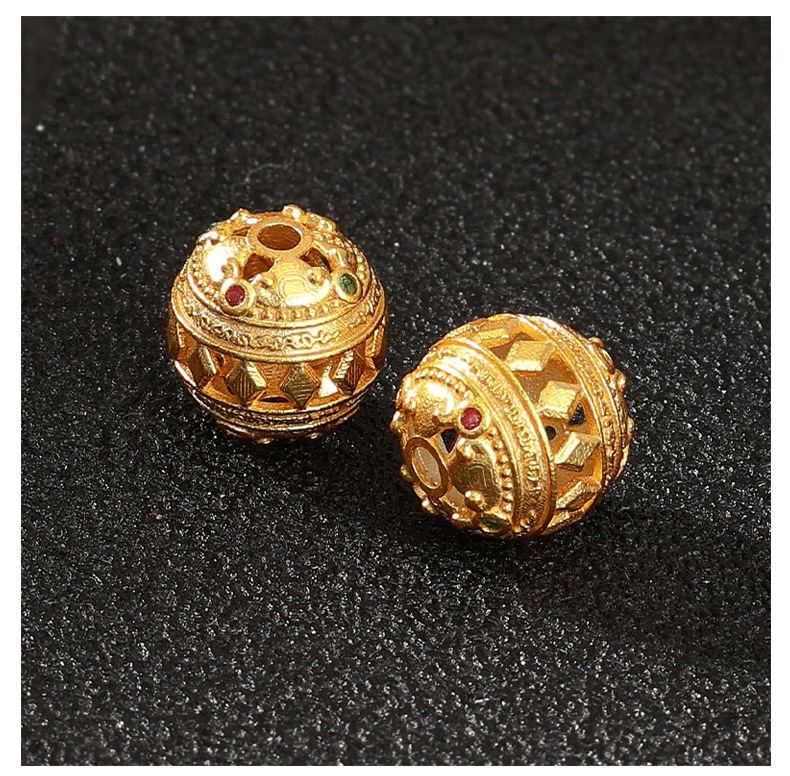925 Silver Gold-Plated Spacer Beads Zircon Barrel Beads Through-Hole Beads Vintage Bracelet Accessories Bead Materials Handmade DIY Jewelry Accessories
