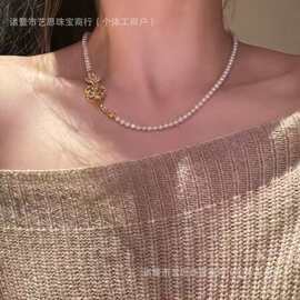 4-5mm天然淡水珍珠项链近圆基本无瑕强光百搭款高级感设计注金扣