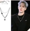 Double layer square diamond starburst necklace for men [1 bag]