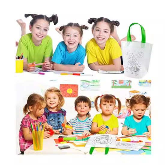 CPCE bolsa de color de graffiti no tejido de doble cara para niños bricolaje bolso de mano de pintura pintado a mano para colorear