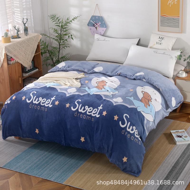 Flange edredón más edredón cubierta doble una sola pieza de lana de coral de doble cara de lana de invierno