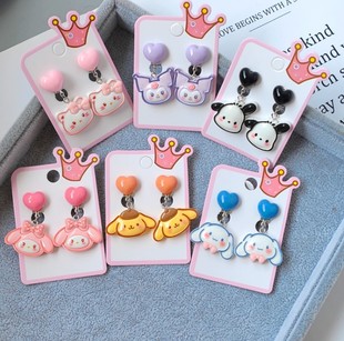 Girl earrings earrings new cartoon fresh cute sweet children sanliou girl sweet tube ear clip pendant