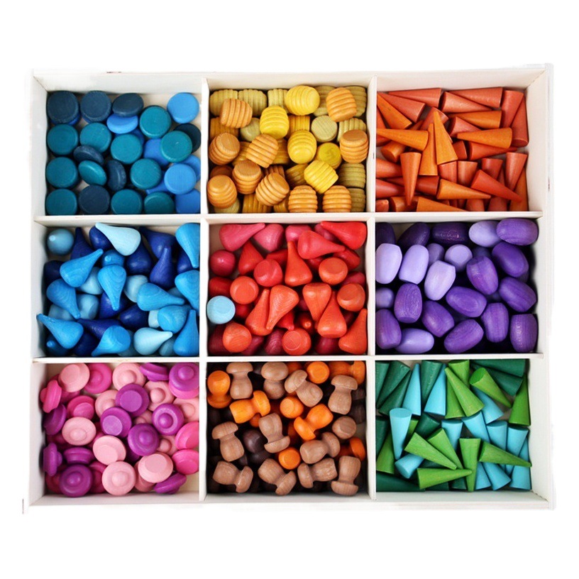 Rompecabezas de iluminación, una variedad de madera, grandes bloques de construcción de arco iris arqueados de 12 colores, juguetes de educación temprana para niños