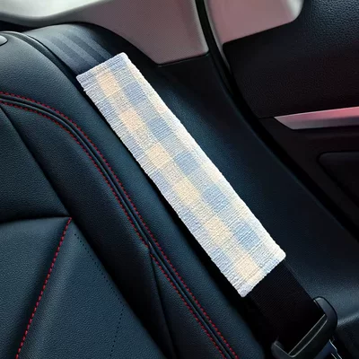 Shoulder Cover High-End Fabric – Seat belt shoulder pad - rough-wool-plaid-shoulder-pads-blue-one