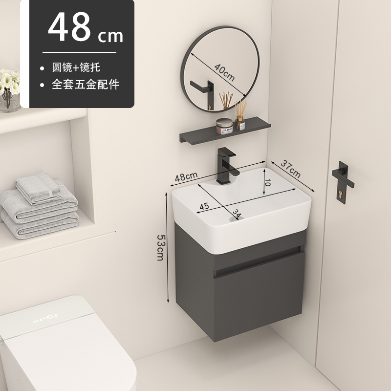 4837 Gabinete colgante + grifo + espejo redondo