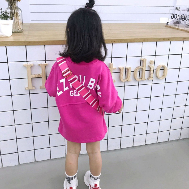 Girls foreign style T-shirt long loose c...