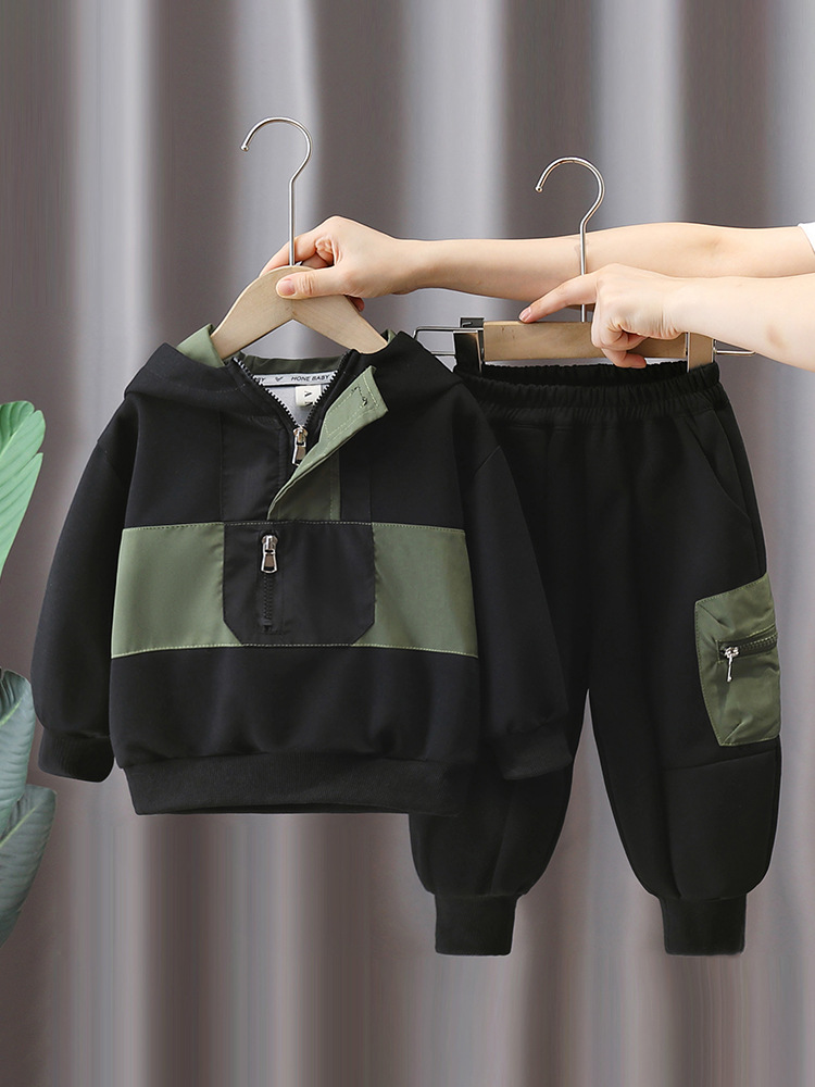 6079 traje de suéter para niños ropa de primavera y otoño con capucha 2024 nueva ropa para niños ropa casual de otoño para niños guapos