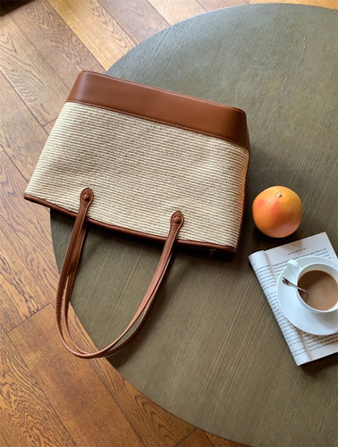 2024 Summer New Women's Bag Large Capacity Shoulder Underarm Tote Bag Fashion Retro Niche Straw Bag for Women