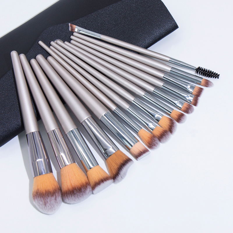 Transfronteriza minería caliente 10 piezas 14 piezas champán llama dorada belleza cepillo maquillaje cepillo traje conjunto completo de cepillos en stock al por mayor