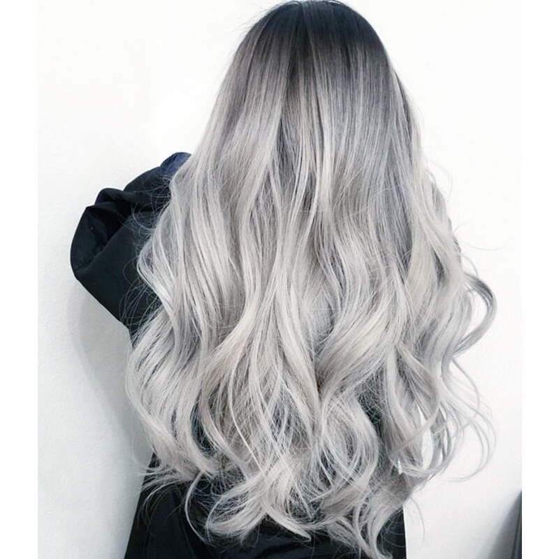 Wig COS gray gradient women's wig wholesale cross-border animation European and American wig bleaching and dyeing long curly hair