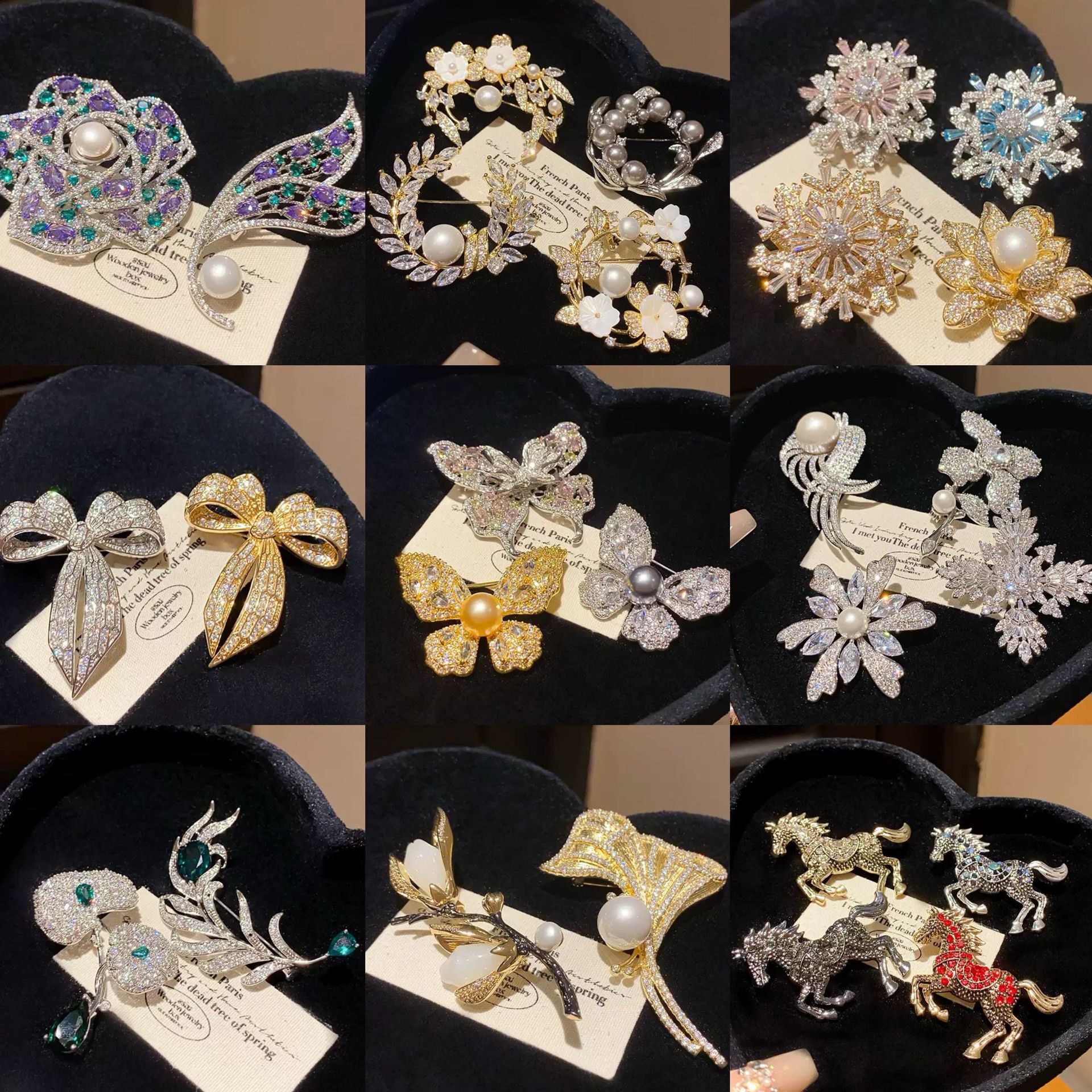 Diamond Flower Butterfly Pearl Brooch Accessible Luxury High-End Pin Simple Fashion Exquisite Elegant Versatile Accessories for Women