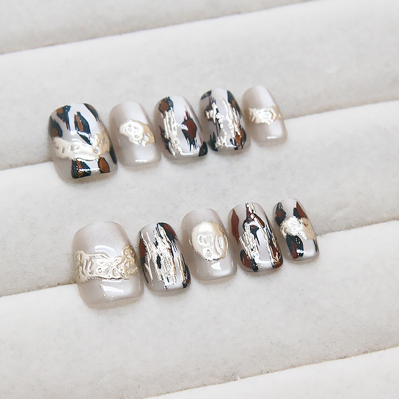 Uñas postizas removibles hechas a mano con forma de ojo de gato, manicura, uñas cortas de Ballet, tamaño dividido, uñas usables, 10 piezas, venta al por mayor