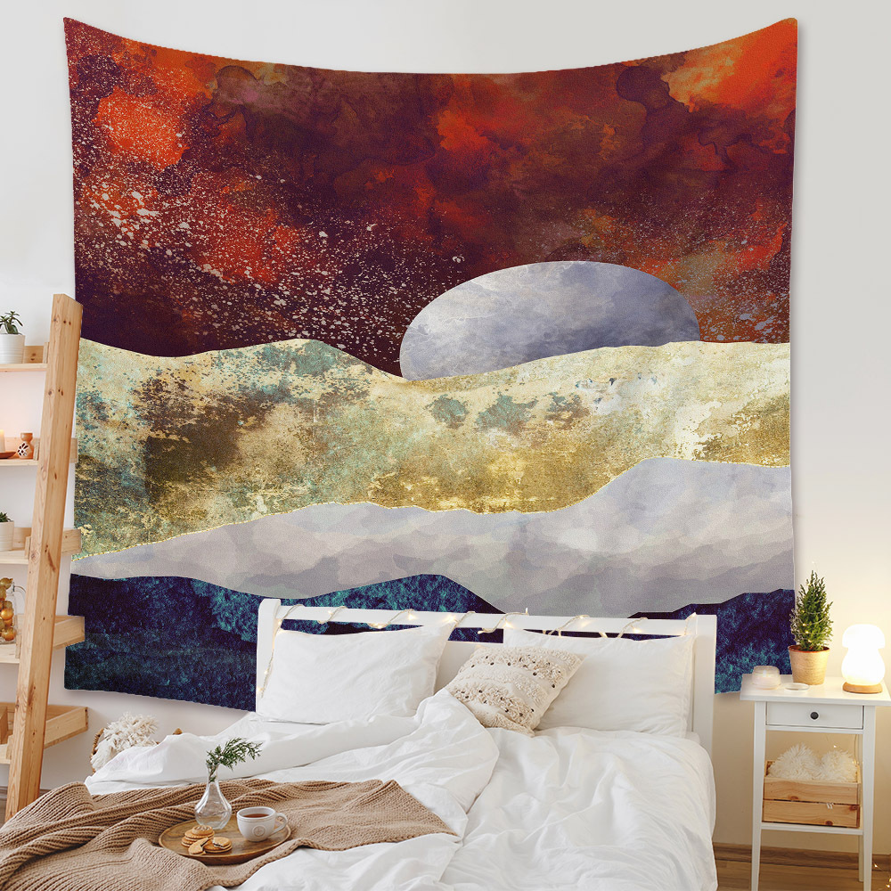 Bohemian Moon Mountain Painting Wall Cloth Decoration Tapestry Wholesale Nihaojewelry display picture 141