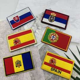 厂家直销绣花标各个国旗刺绣徽章刺绣 热 销布贴徽跨境货魔术贴