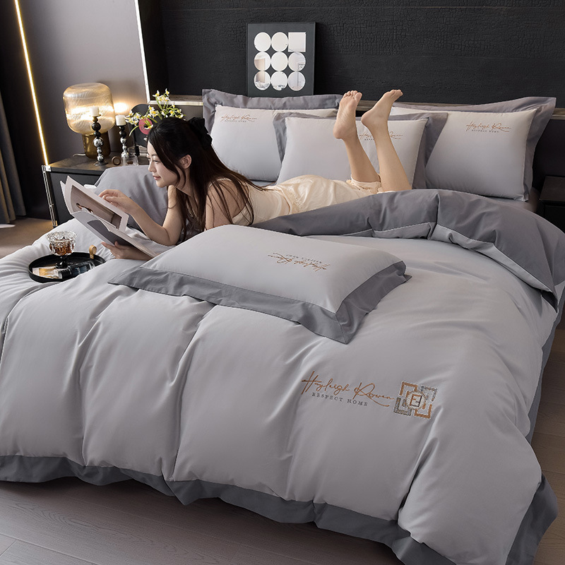 2024 nuevo algodón de lana larga 100S molido cuatro piezas conjunto de cama de algodón engrosado sábanas de otoño y invierno conjunto de ropa de cama