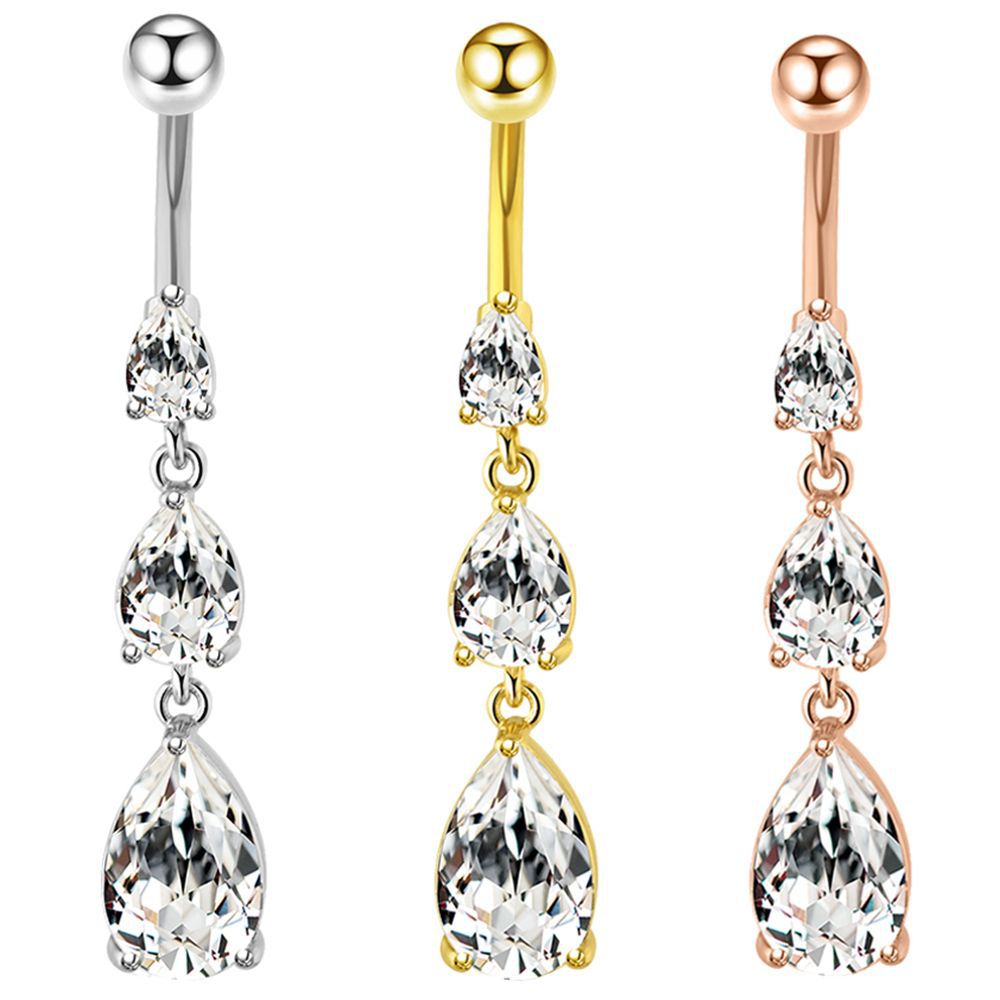 Fashion Water Drop Silver Zircon Belly Button Ring for Women Dangle Navel Piercing Jewelry detail image 11