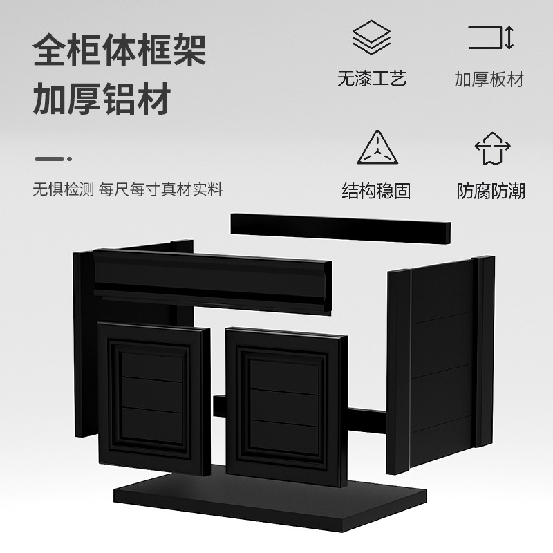 Pequeño espacio apartamento de aluminio gabinete de baño combinación integrada lavabo de cerámica mini lavabo baño lavabo combinación gabinete