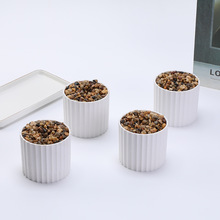 仿瓷塑料带泡沫植绒整套小花盆迷你小花瓶可插花桌面小摆件饰品