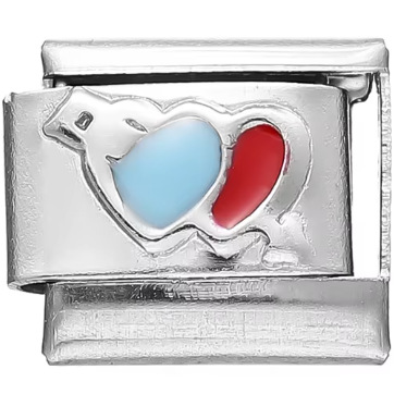 AliExpress Venta caliente DIY9mm módulo pulsera amor corazón doble melocotón corazón joya serie de costura de acero inoxidable pulsera de una sola pieza