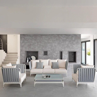 Outdoor Leisure Sofa Backrest Chair Living Room Courtyard Villa Outdoor Balcony Rattan Sofa Combination Furniture Ribbon Sofa